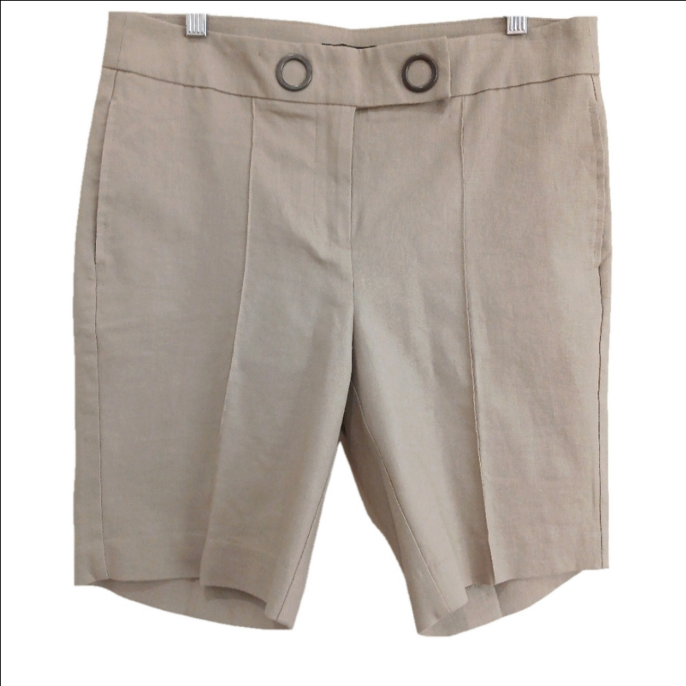 ORLY Canadian Brand Linen Blend Bermuda shorts front zipper Size M